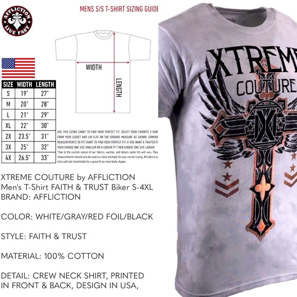 EXTREME COUTURE by AFFLICTION Men’s Medium T-Shirt Faith & Trust - Picture 9 of 11